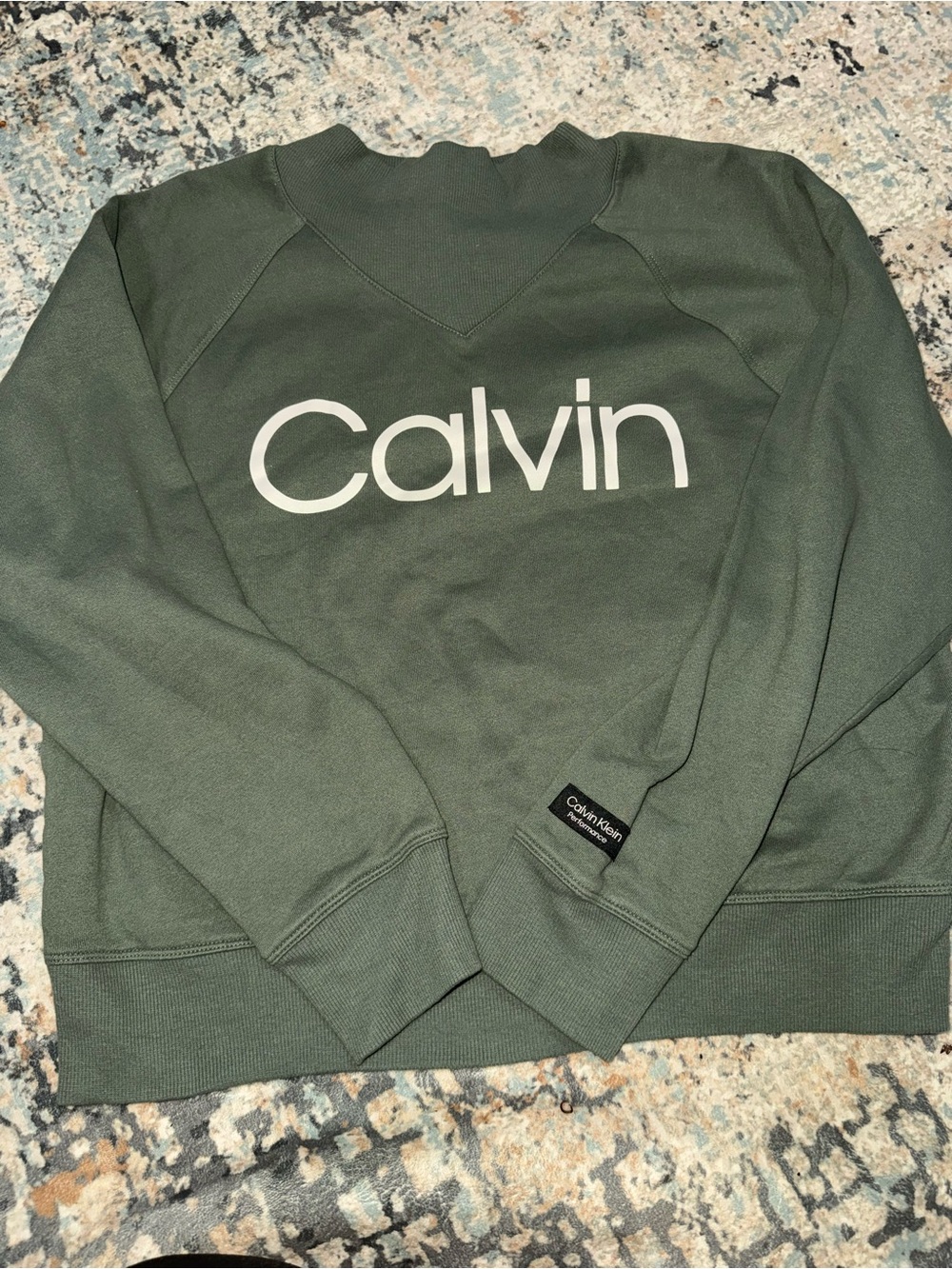 Calvin Klein Olive Green Logo Crewneck Sweatshirt